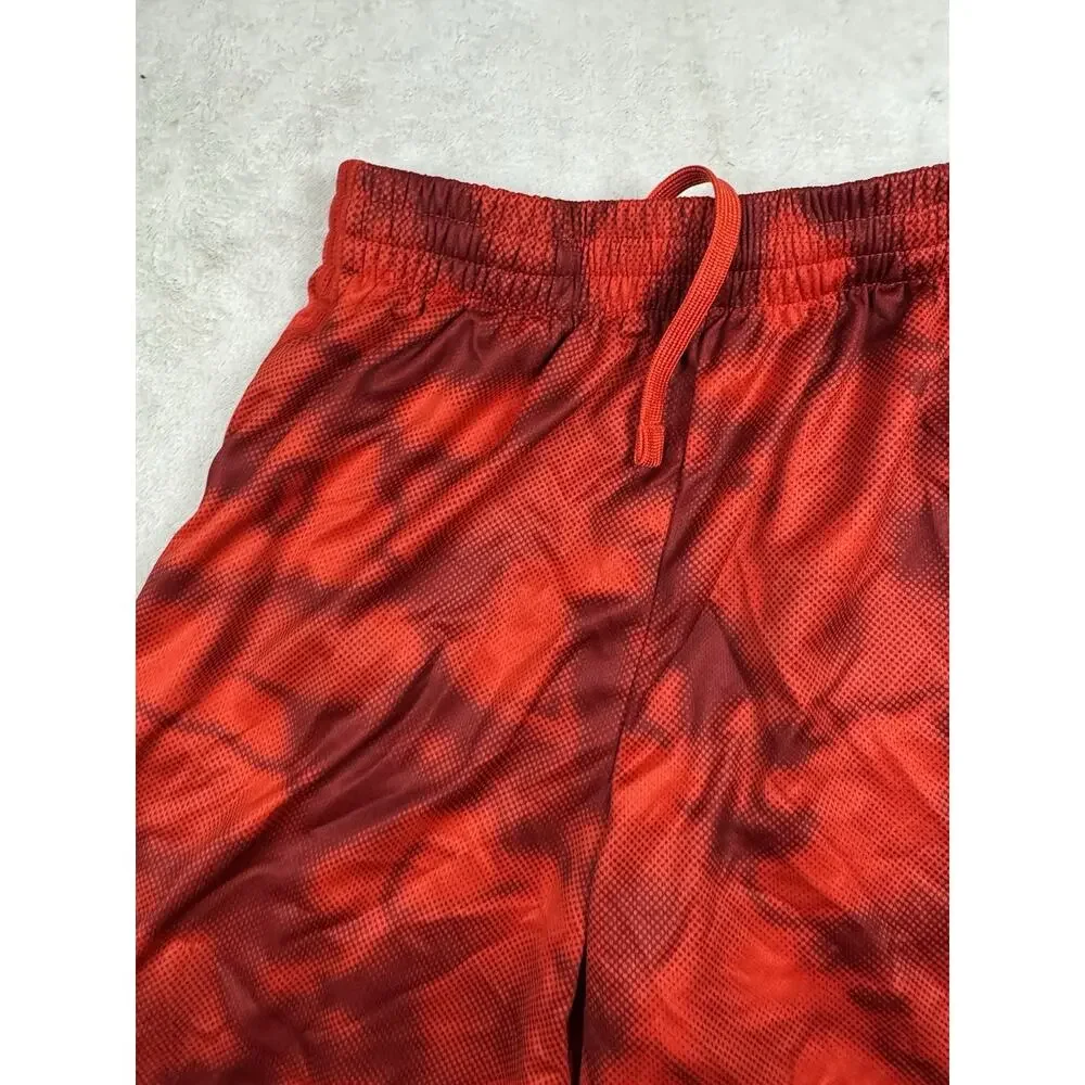 Nike Dri-FIT Youth L Red Black Printed Athletic Training Shorts Drawstring